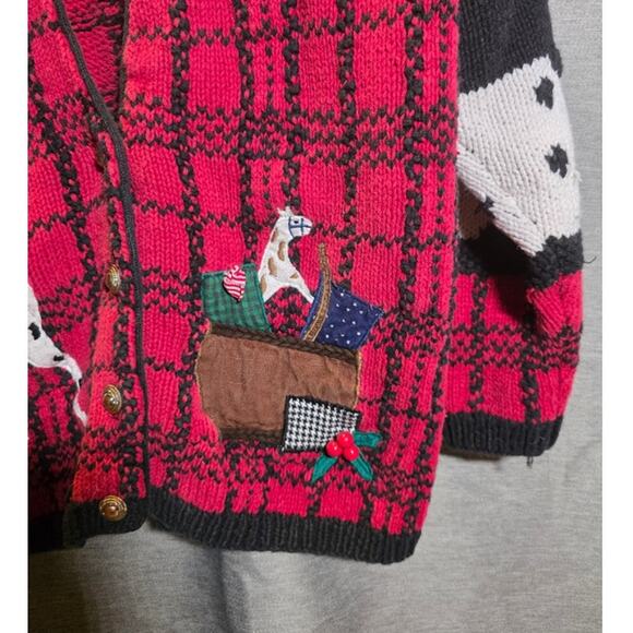 VTG Heavy Dog Christmas Knit Cardigan Dalmation Beagle Ugly Sweater Teacher Sz M - Picture 5 of 6